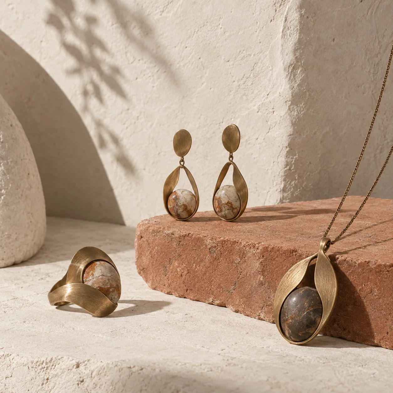 Collection de bijoux en bronze et pierres naturelles